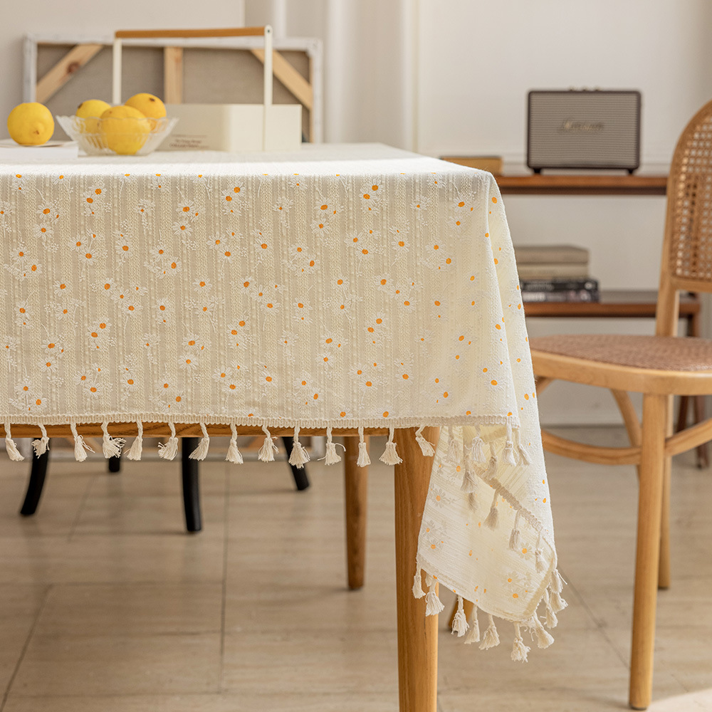 Linen Cotton Floral Tablecloth